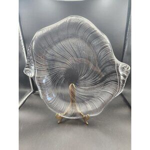 Large Studio Nova SEASHELL Clear Crystal Textured &‎ Swirl 15" Oval Platter